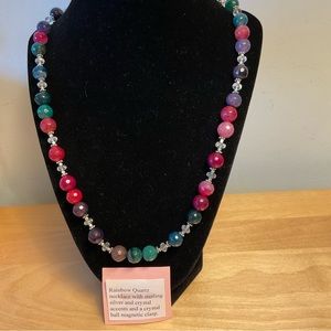Rainbow Quartz, Swarovski Crystal and Sterling Silver Necklace
